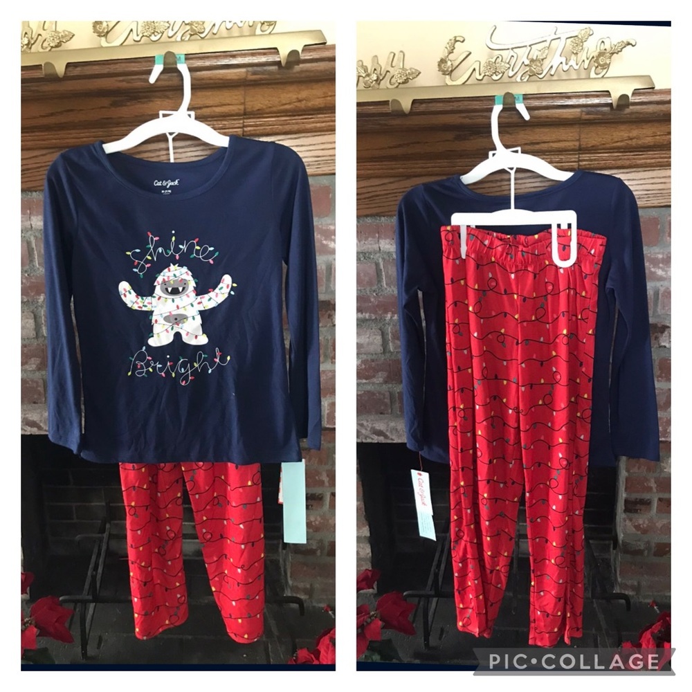 ✅SOLD Sz M Cat & Jack SHINE BRIGHT Christmas pajamas